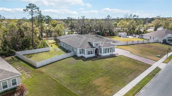 an aerial view of a house
