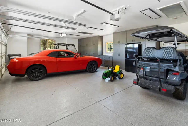 a car is parked in a garage