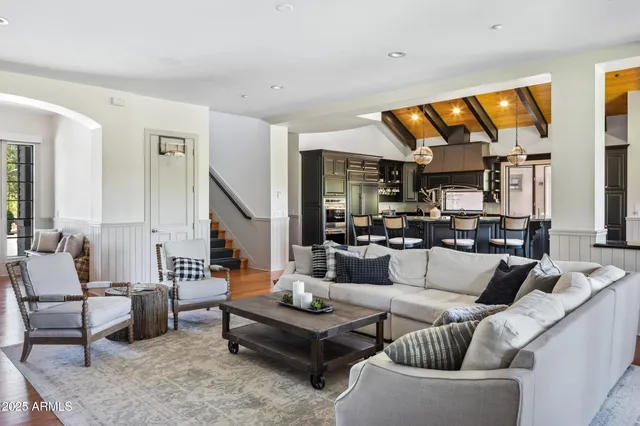 a living room with furniture