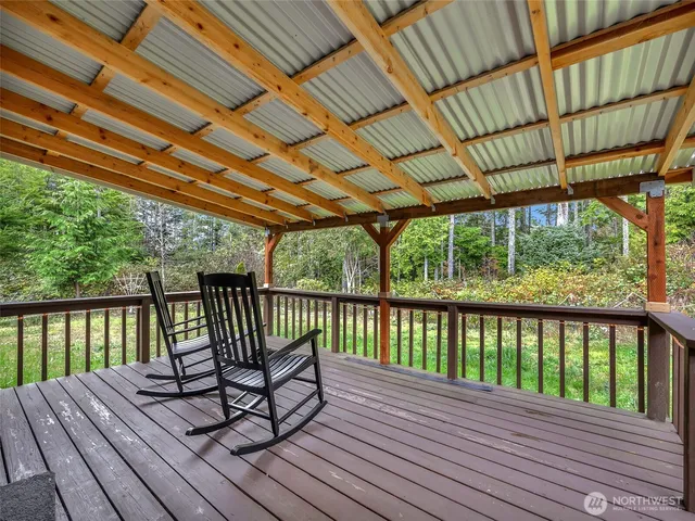 a view of a wooden deck