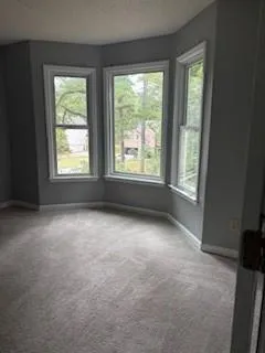 an empty room with windows