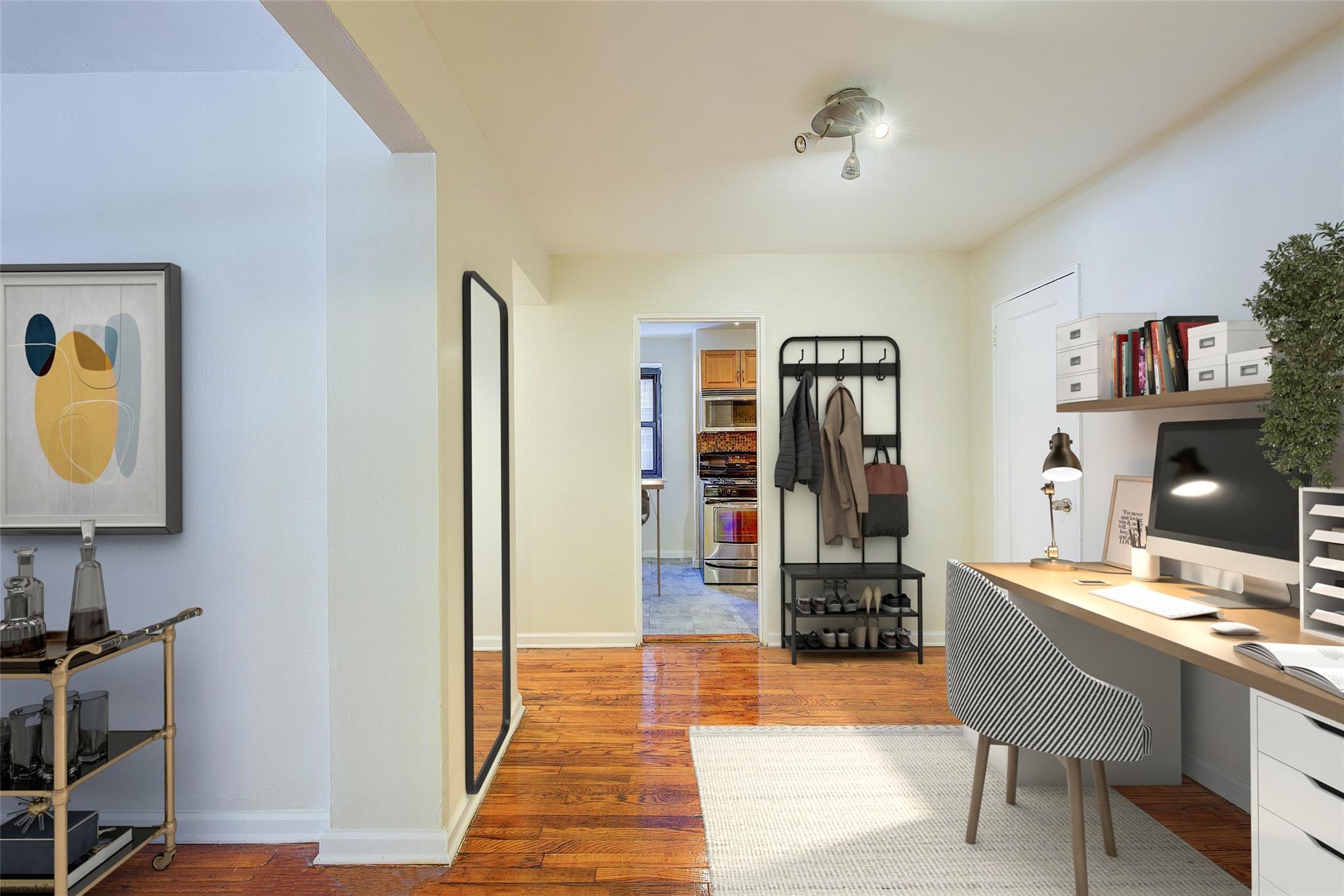 a room with furniture and a table