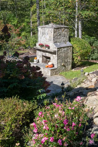 a view of yard and flowers