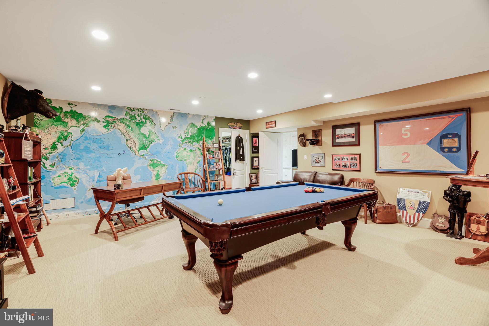 1127 Bellview Road McLean, VA 22102 - Photo 53 of 67 a living room with furniture pool table and a flat screen tv