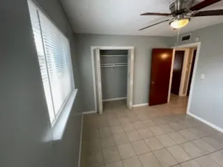 an empty room with windows