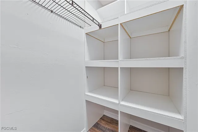 a view of an empty walk in closet