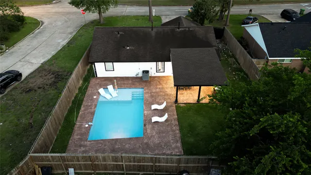 an aerial view of a house