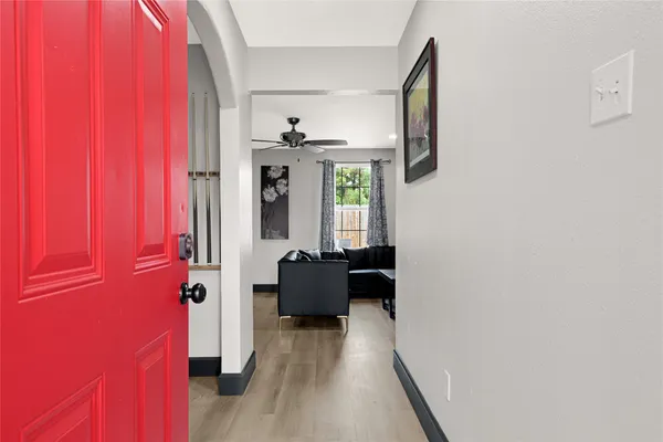 a view of an entryway with front door