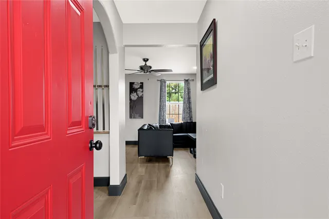 a view of an entryway with front door