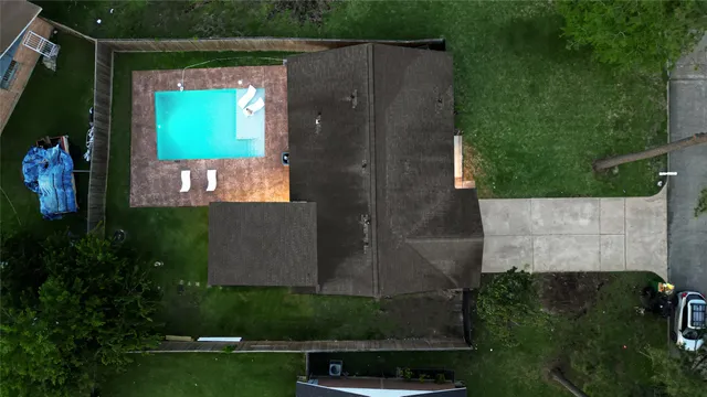 an aerial view of a house