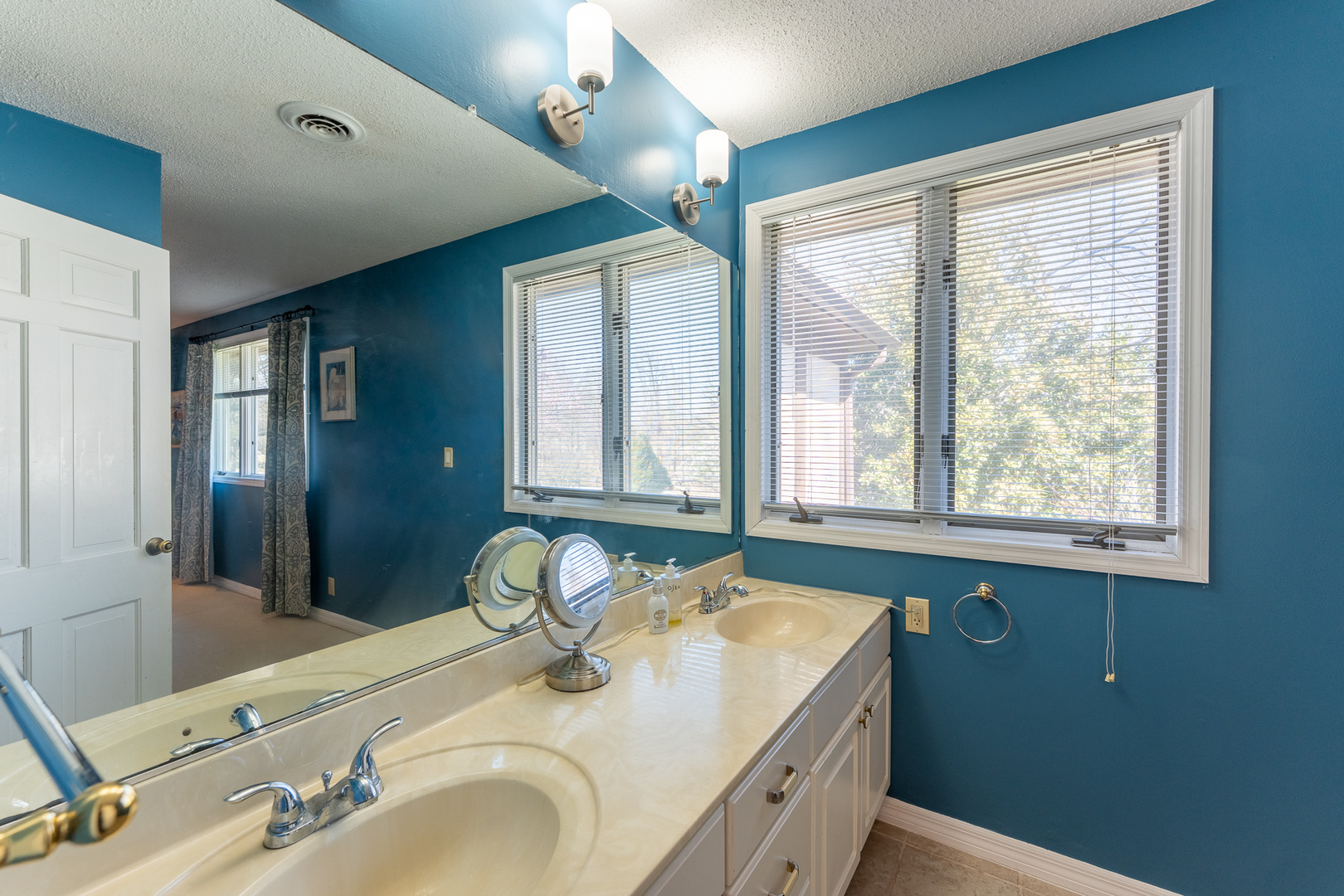 166 Union Grove Road Carbondale, IL 62903 - Photo 25 of 53 a bathroom with a granite countertop sink and a large mirror