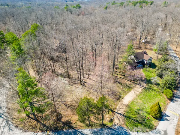 a backyard of a brick wall