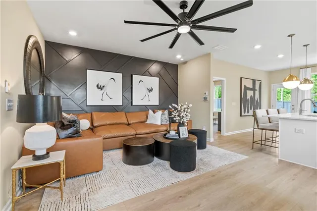 a living room with furniture