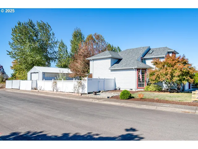 front view of a house with a street