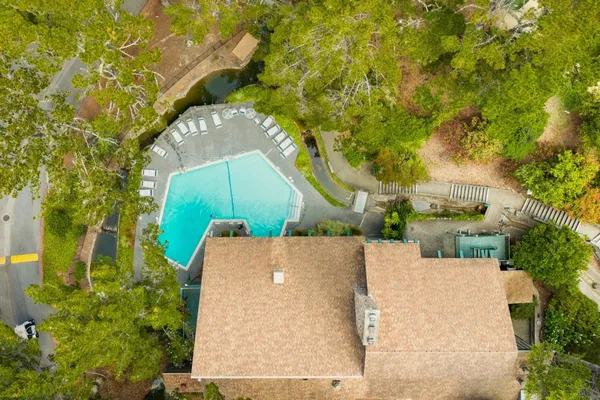 an aerial view of a house