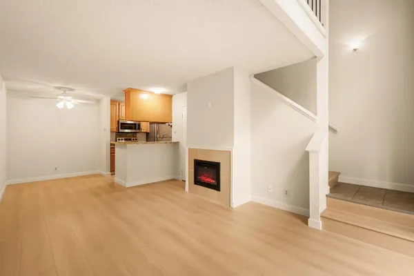 a view of a livingroom with a fireplace