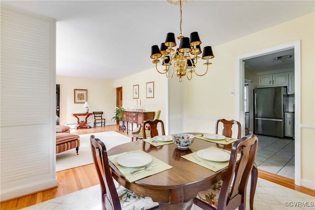 208 Tamarack Road Henrico, VA 23229 - Photo 18 of 35 a view of a dining room with furniture and a chandelier