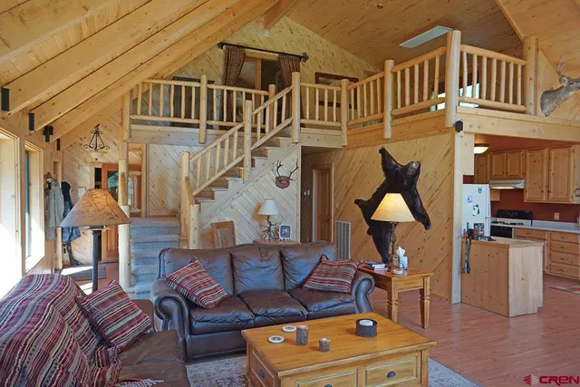 a living room with furniture