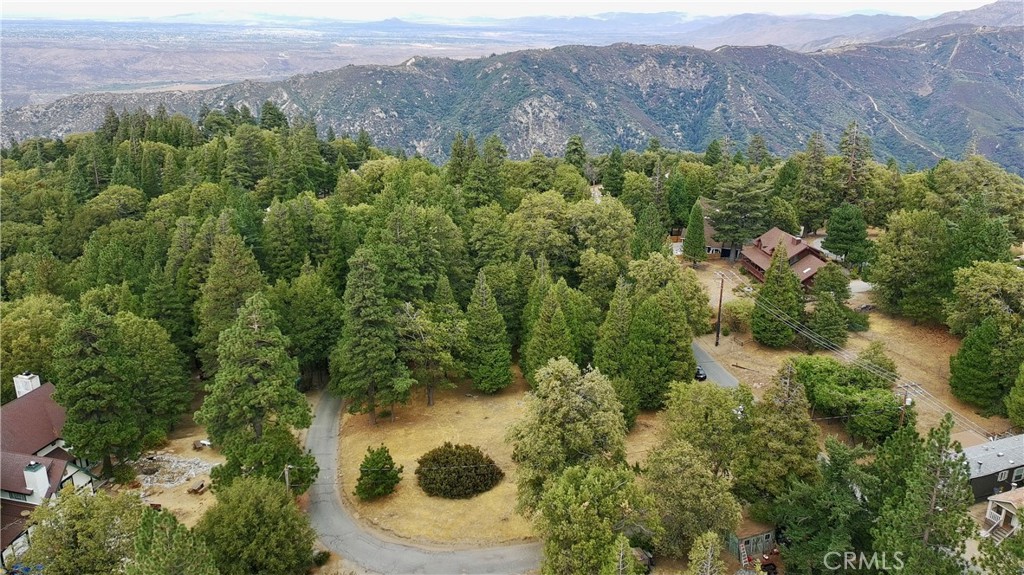 an aerial view of a residential houses covered in trees