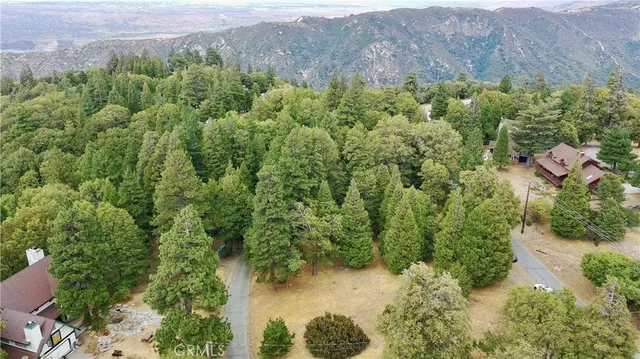 an aerial view of a houses with a lush green hillside