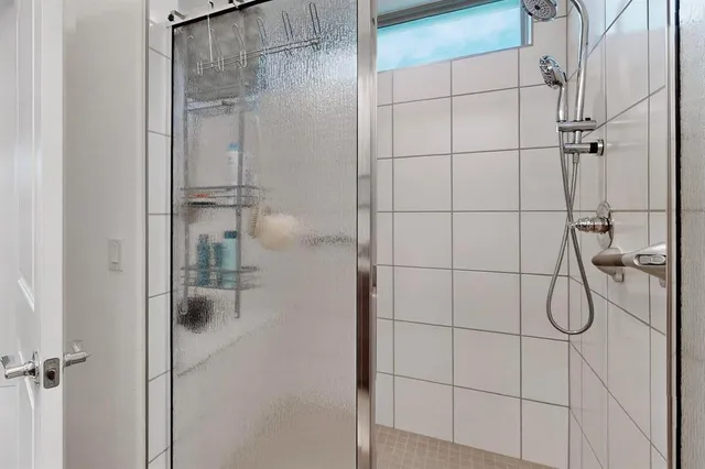 a bathroom with a shower