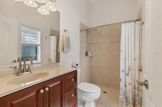 a view of a lake with a patio