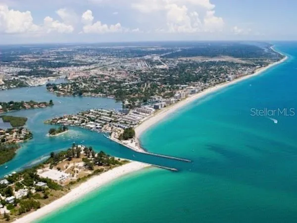 a view of a lake with a city
