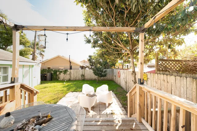 a view of outdoor space with wooden deck