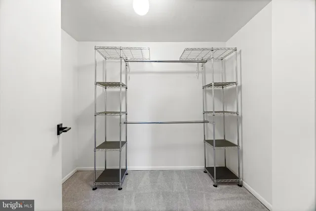 a view of walk in closet with empty racks