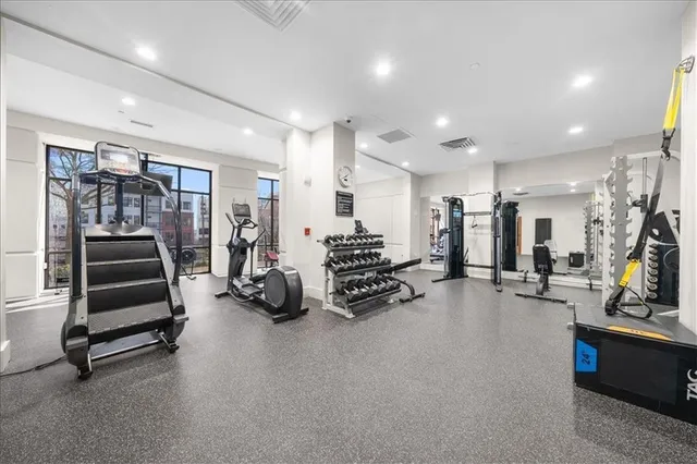 a view of a room with gym equipment