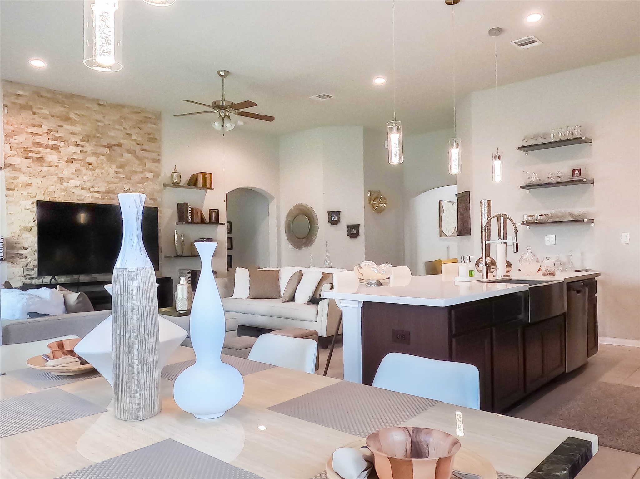 4306 Sandhill Terrace Lane Katy, TX 77493 - Photo 22 of 45 a living room with furniture kitchen view and a flat screen tv