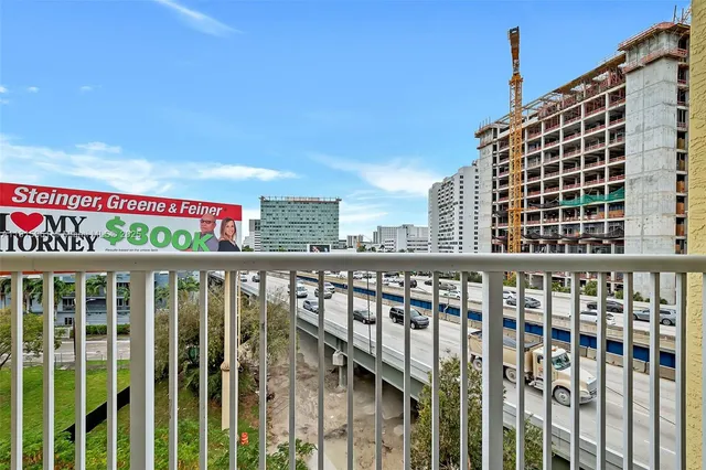 a view of balcony with city view
