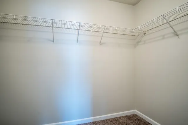 a view of a room with racks on the wall