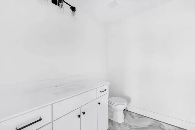 a bathroom with a toilet and a vanity