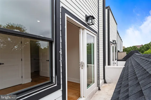 a view of a balcony from door