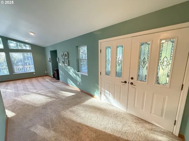 a view of a livingroom with a window