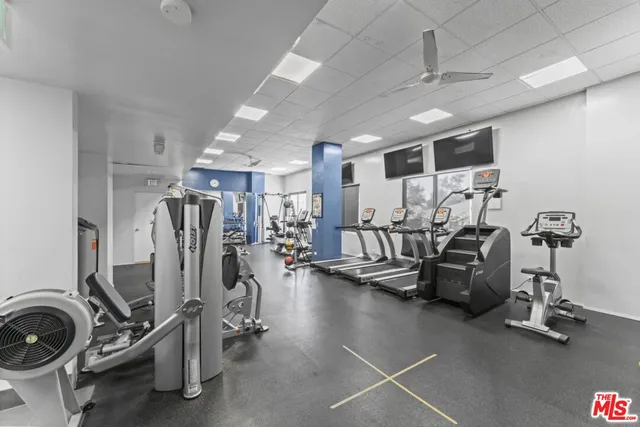 a view of a room with gym equipment