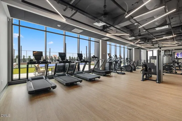 a room with gym equipment
