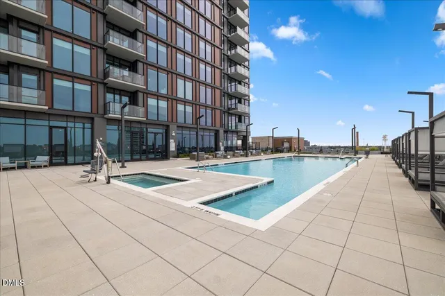 a patio with patio area and swimming pool