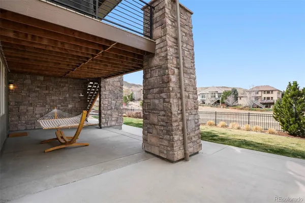 a view of a terrace with outdoor seating