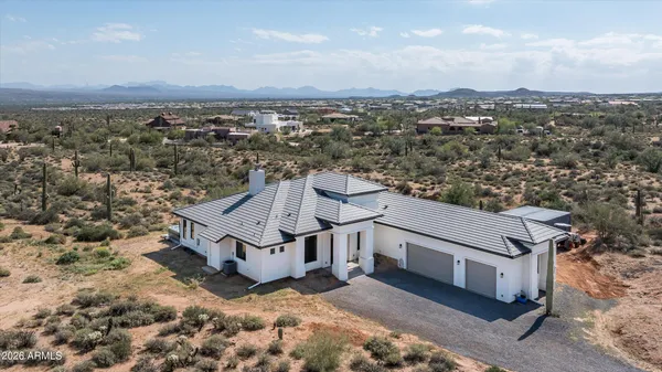 an aerial view of a house