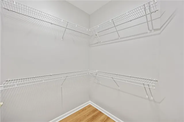 a view of a room with racks on the wall