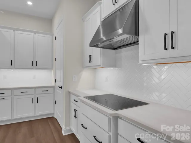 a kitchen with white cabinets and a sink