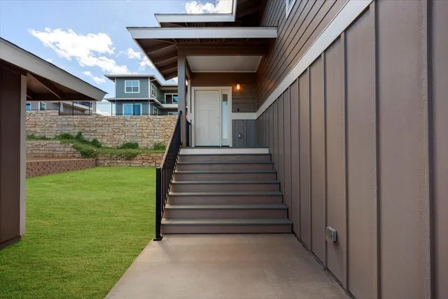 a view of entryway with wooden floor