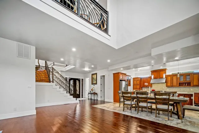 a view of a livingroom with furniture and wooden floor