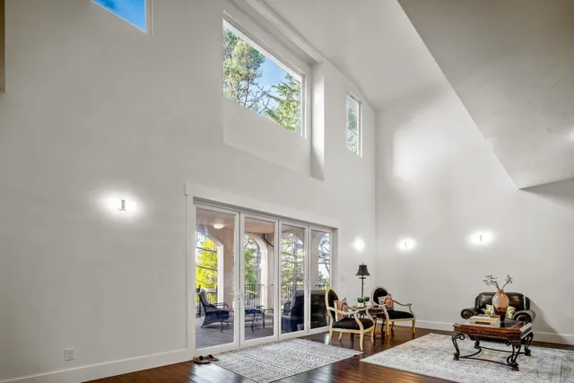 wooden floor with lots of gym equipment