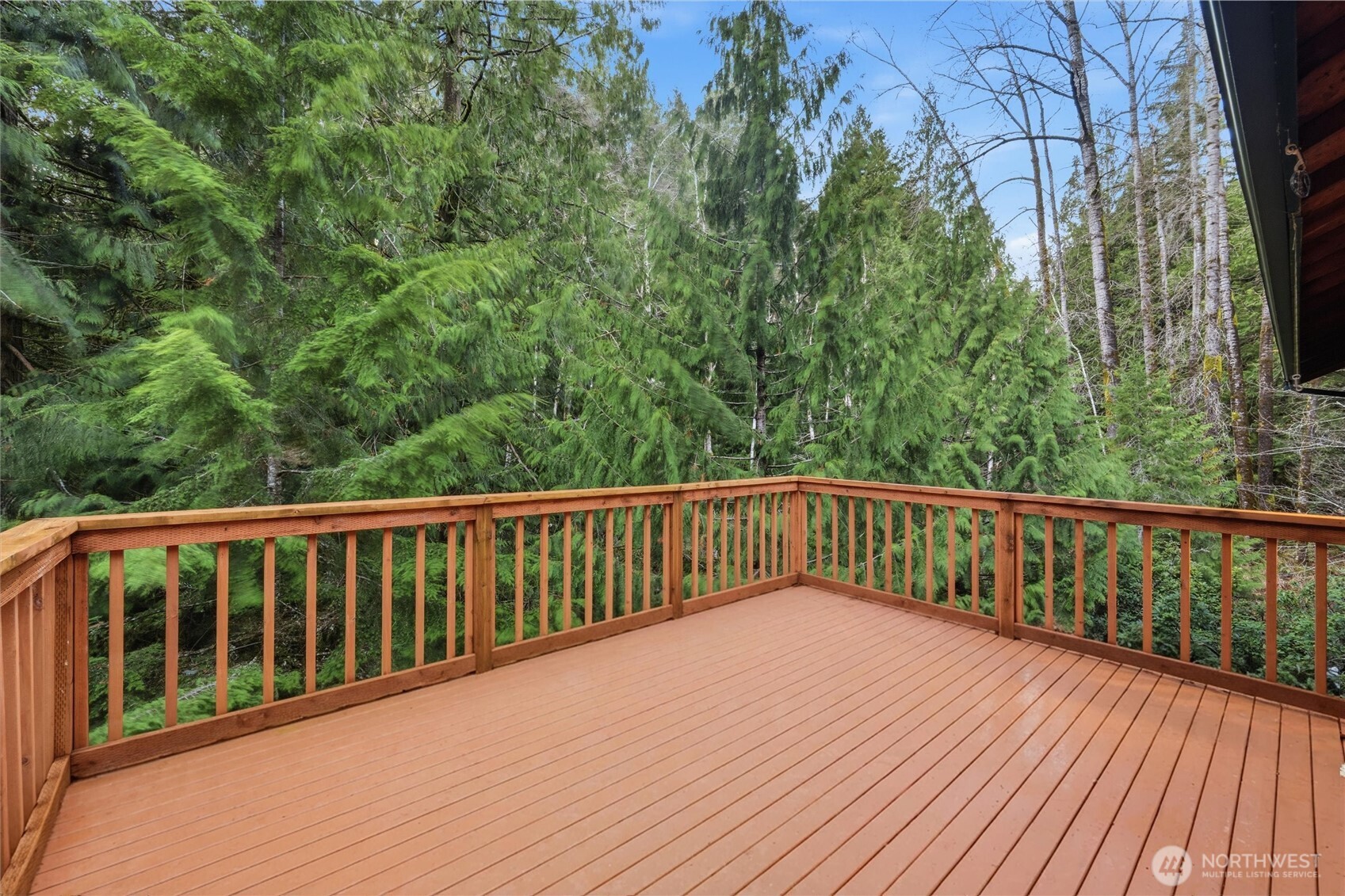 36 Holly View Way Bellingham, WA 98229 - Photo 8 of 40 a balcony with wooden floor and trees in the background