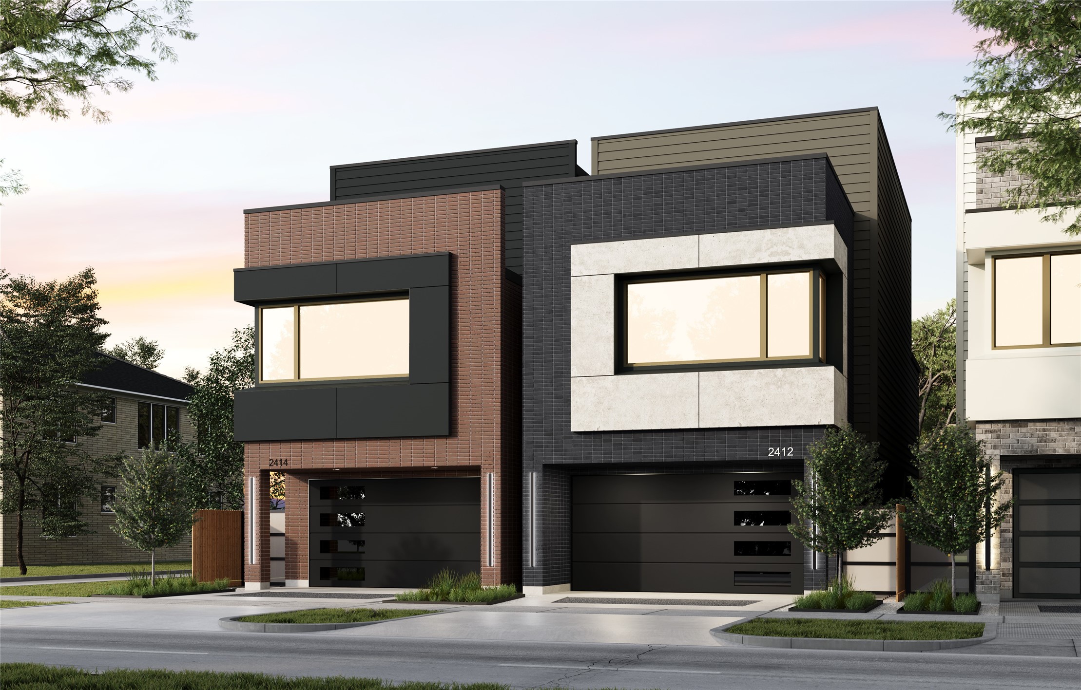 a front view of a house with a garage