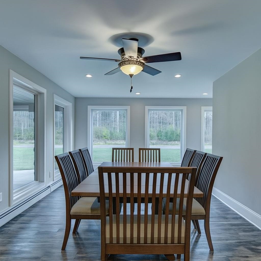 6030 Mitchell Road Iron River, WI 54847 - Photo 6 of 45 Dining area with wood finished floors, recessed lighting, baseboard heating, and ceiling fan