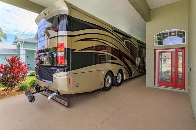 a view of a car park in front of a building